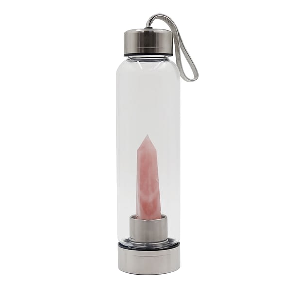 Kristall Wasserflasche mit Rosenquarz